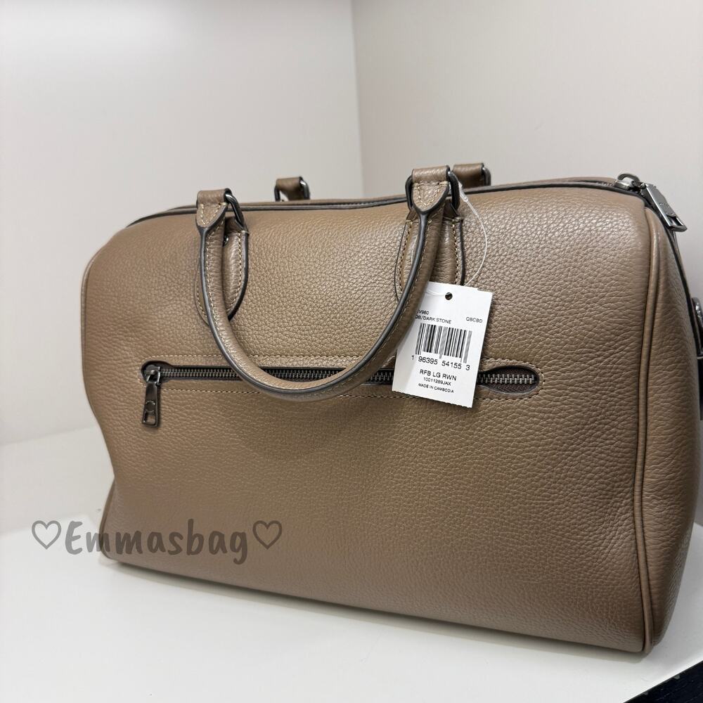 Coach Rowan Large Satchel Bag CV960 pebbled leather/Gunmetal/Dark Stone - Picture 4 of 8
